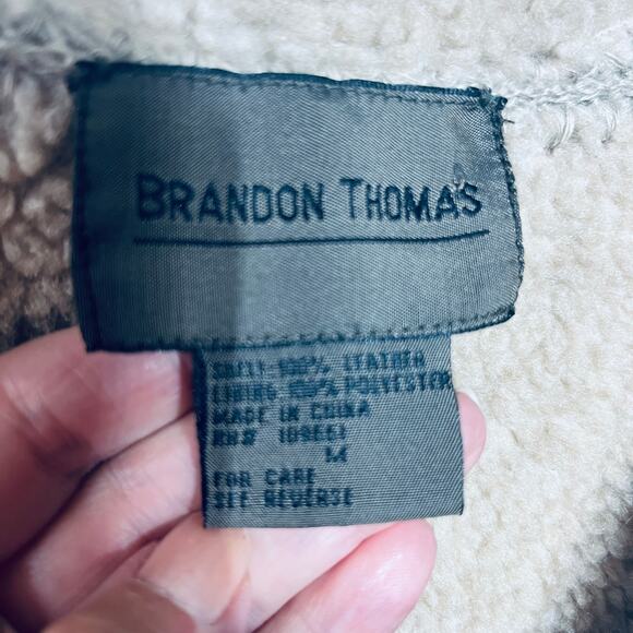 Brandon Thomas VTG Y2K Coat Brown Suede Leather Fleece Lined Toggle Button M - Picture 6 of 7